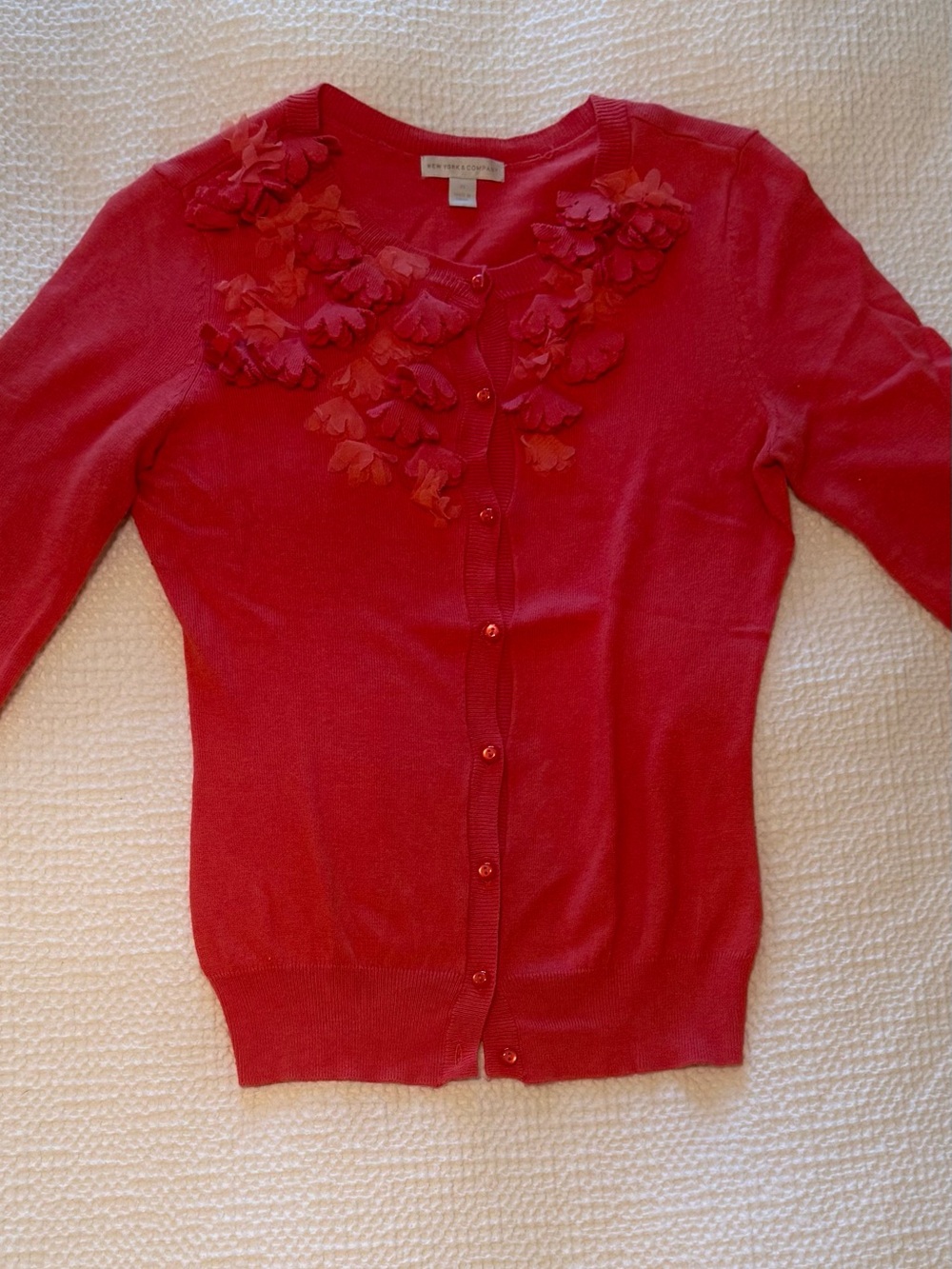 New York & Company | Coral 3/4 Sleeve Cardigan | Size XS - Picture 6 of 9